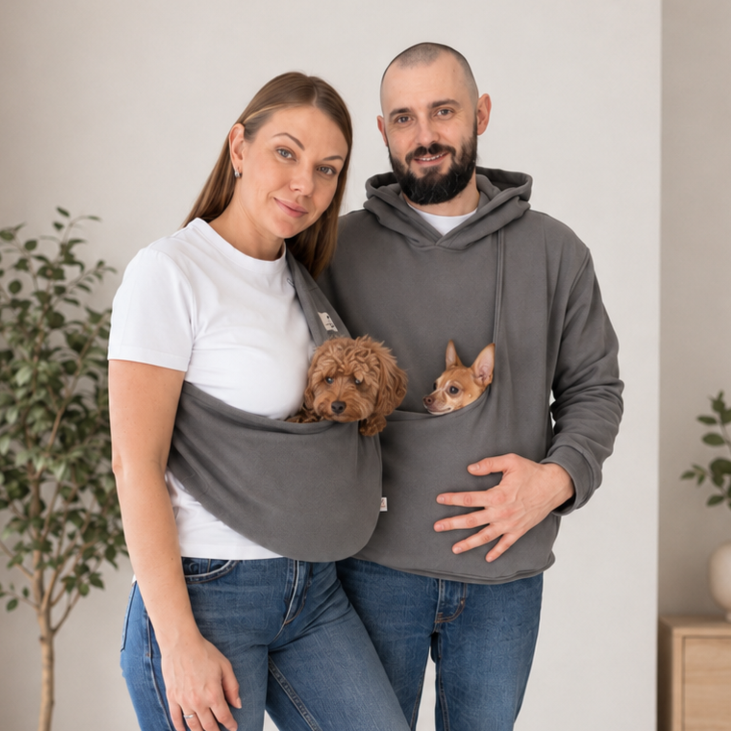 Gray Fleece Pet Lover Sets – Hoodie, Sling, Blanket & Mat