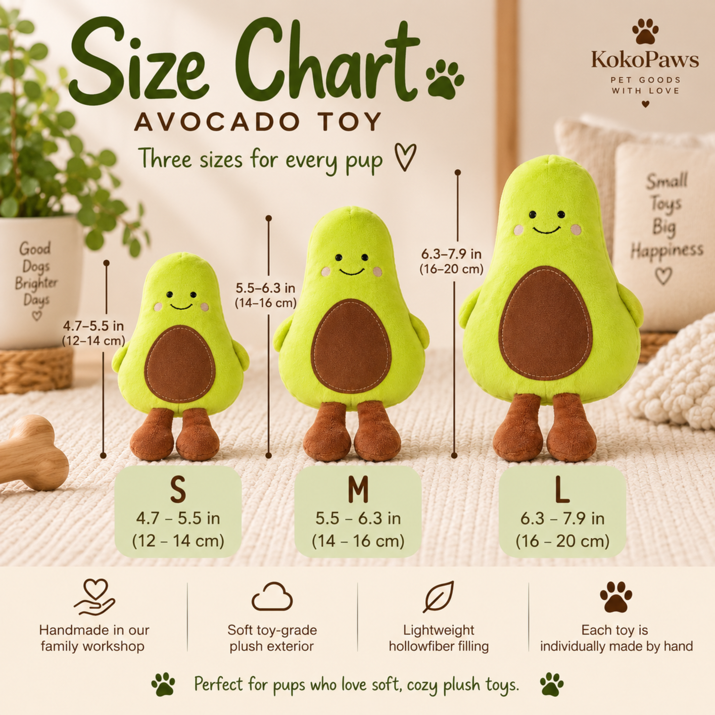 Handmade Plush Dog Toy – Soft Stuffed Avocado Toy
