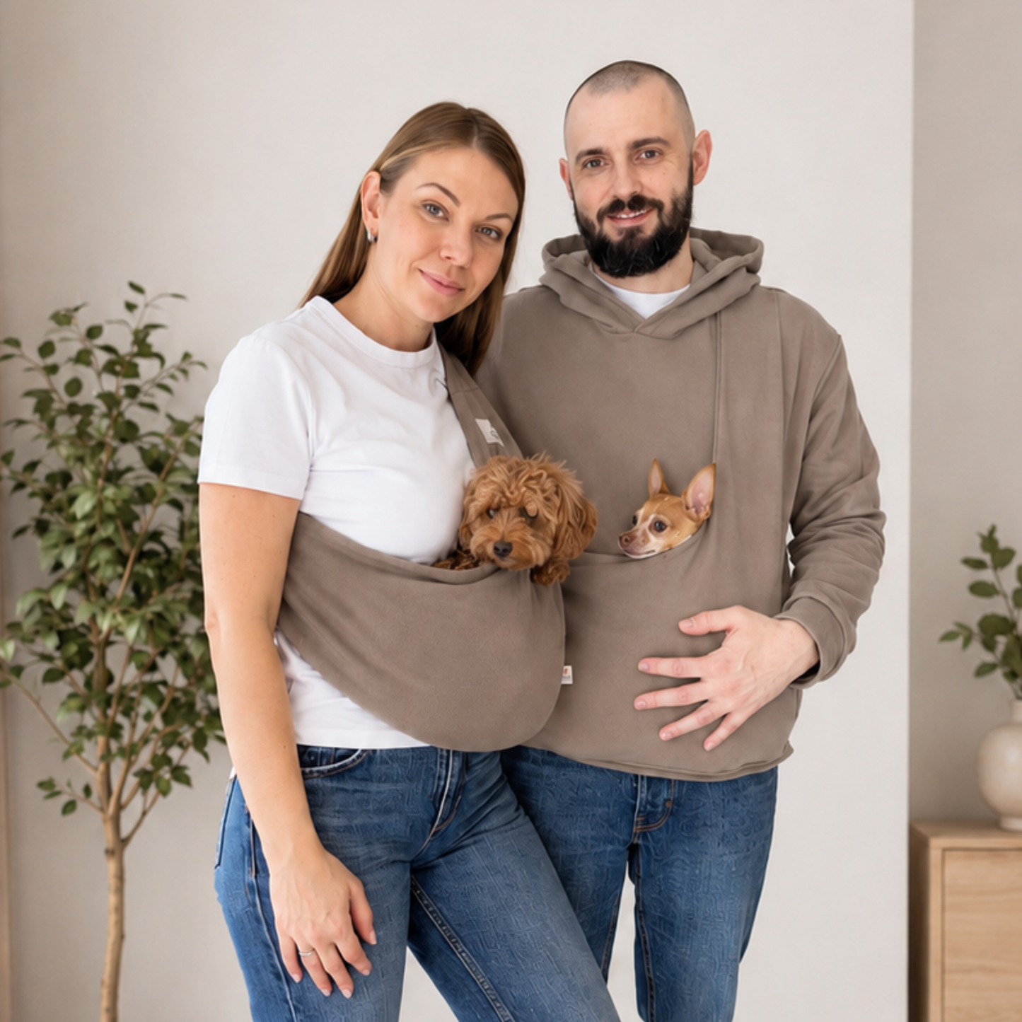 Taupe Fleece Pet Lover Sets – Hoodie, Sling, Blanket & Mat