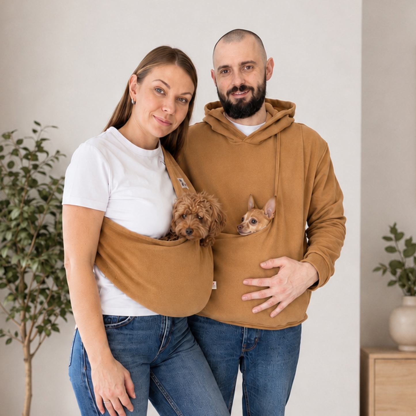 Caramel Fleece Pet Lover Sets – Hoodie, Sling, Blanket & Mat