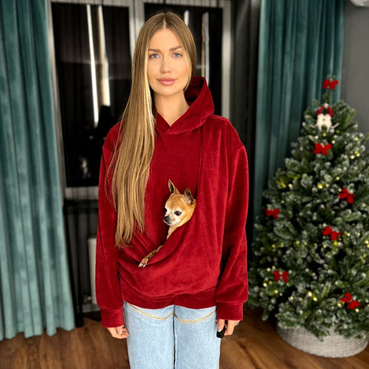 Fleece-Känguru-Hoodie – Rot – Bis zu 5 kg (Herbst/Winter)