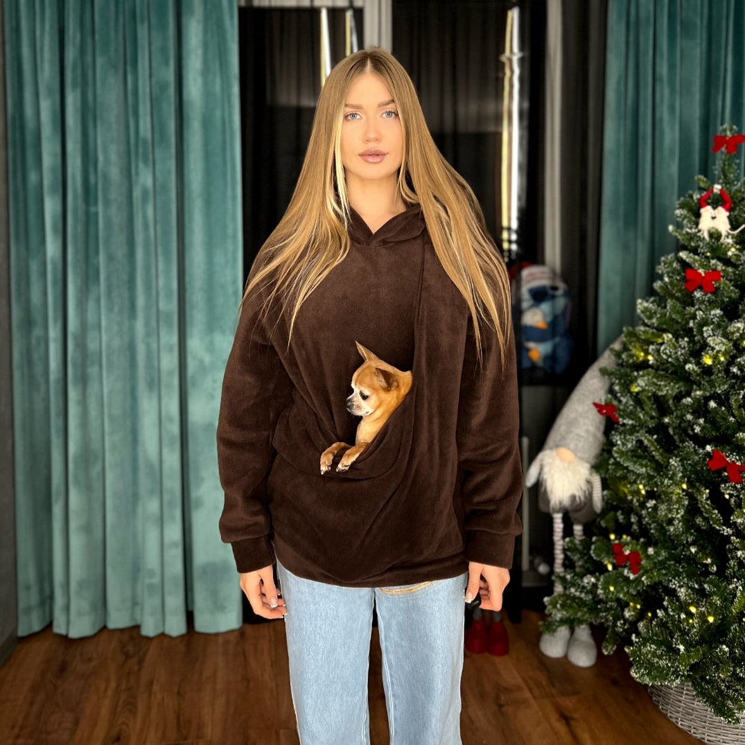 Fleece Kangaroo Hoodie - Chocolate – 2-15 lbs / 1-7 kg (Autumn/Winter)