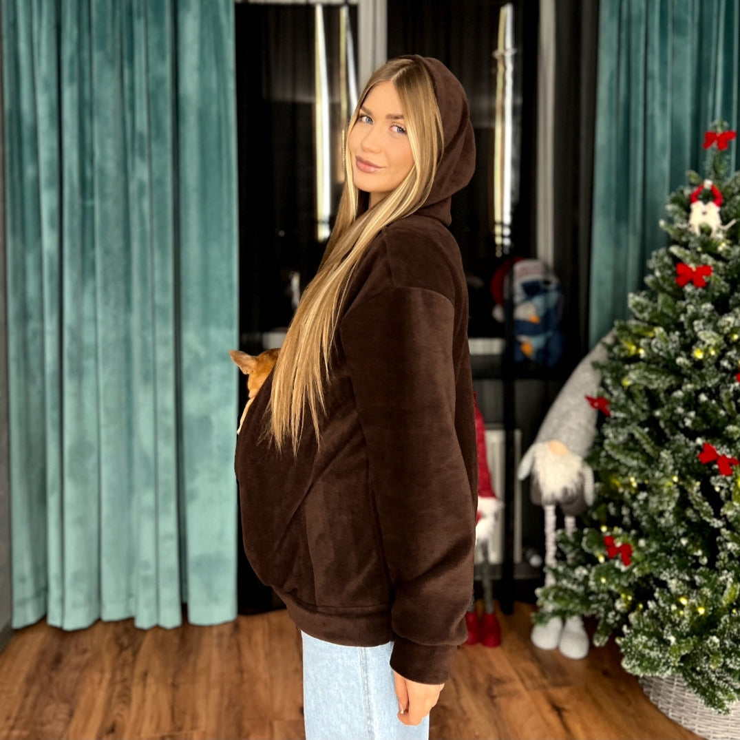 Fleece Kangaroo Hoodie - Chocolate – 2-15 lbs / 1-7 kg (Autumn/Winter)