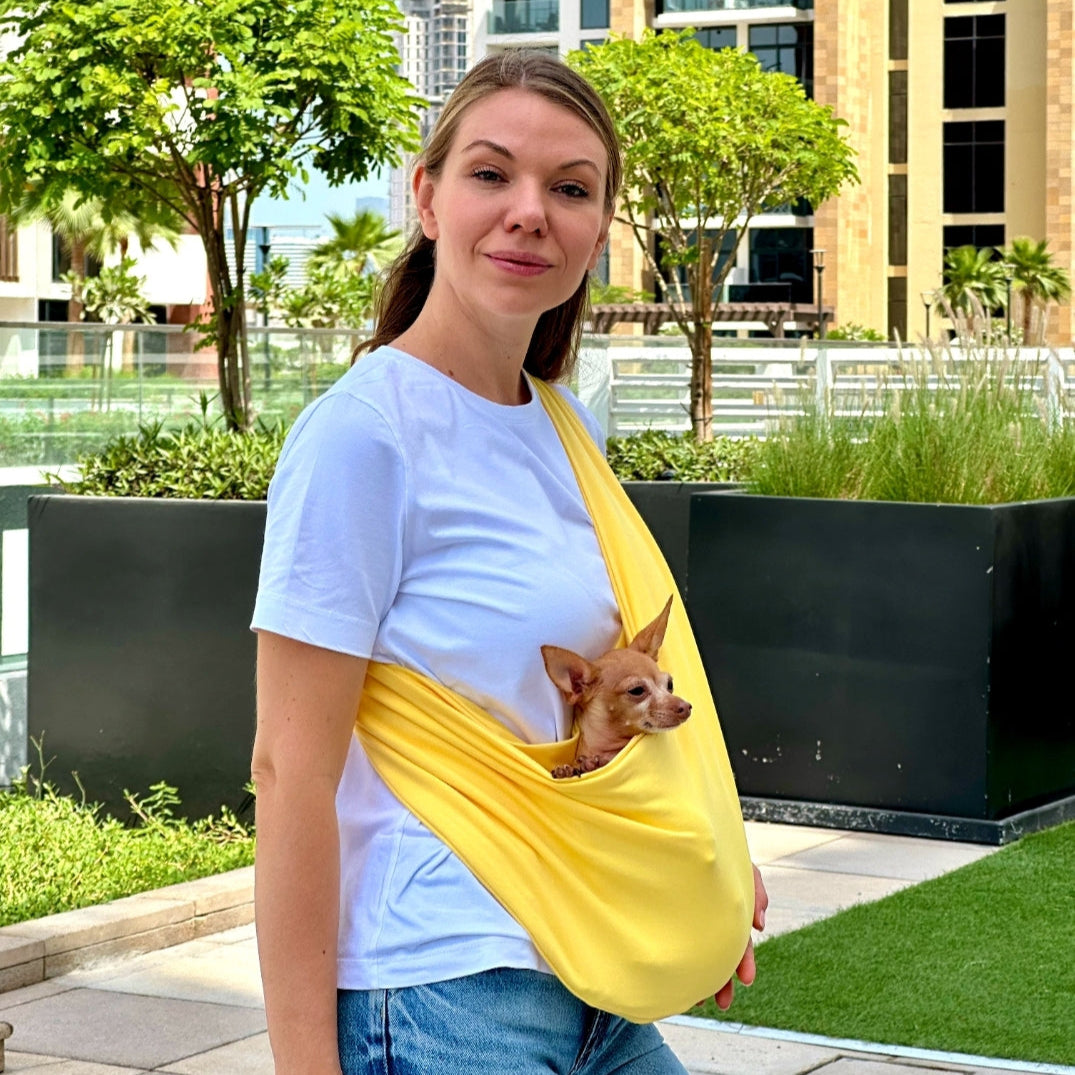 Lightweight Pet Sling Carrier – Yellow - 2-5.5 lbs / 1-2.5kg (Summer)