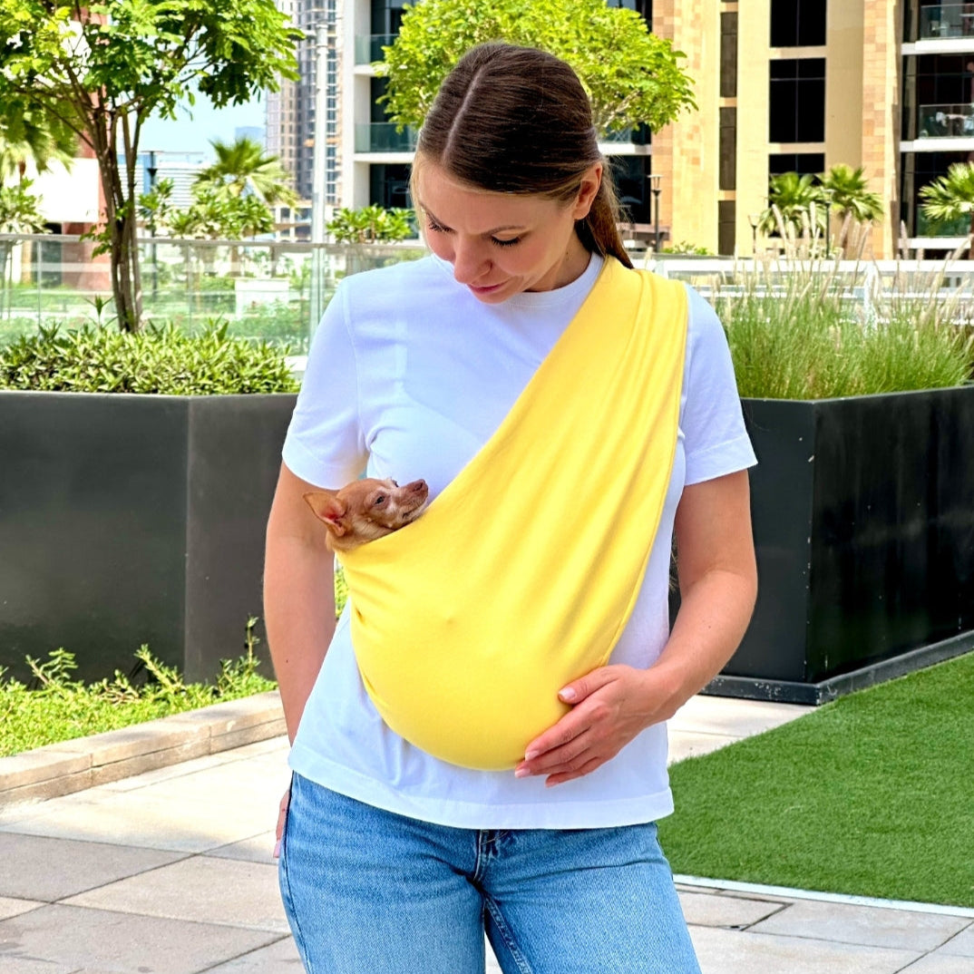 Lightweight Pet Sling Carrier – Yellow - 2-5.5 lbs / 1-2.5kg (Summer)