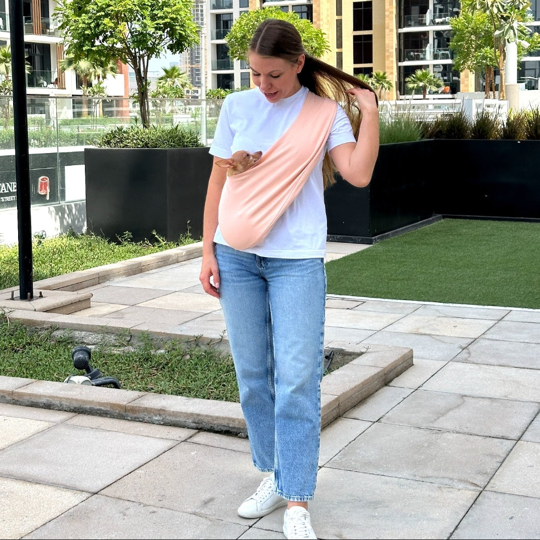 Lightweight Pet Sling Carrier – Powder Pink - 2-5.5 lbs / 1-2.5kg (Summer)