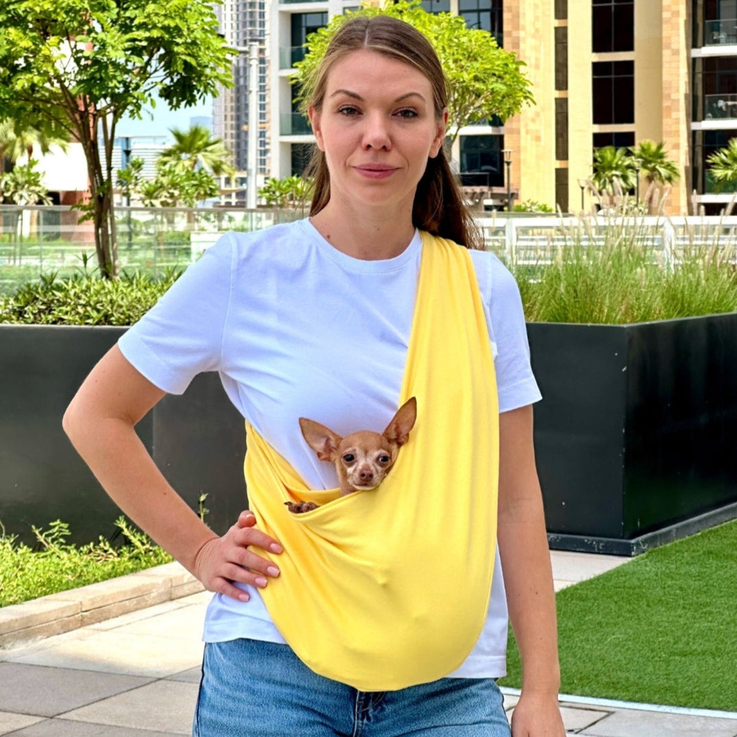 Lightweight Pet Sling Carrier – Yellow - 2-5.5 lbs / 1-2.5kg (Summer)