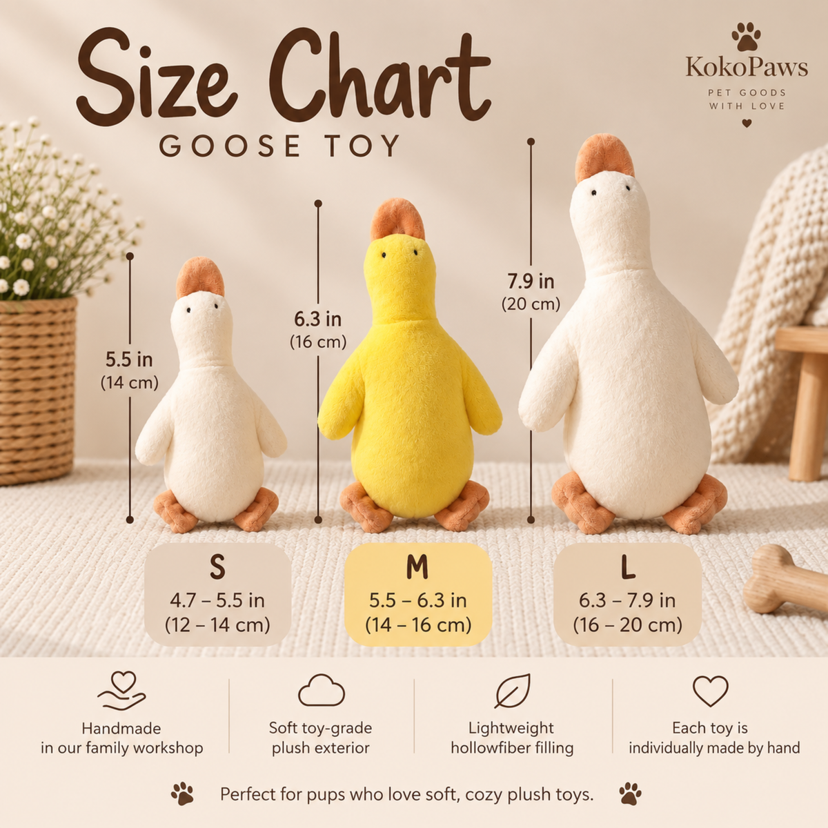 Handmade Plush Dog Toy – Soft Stuffed Goose Toy