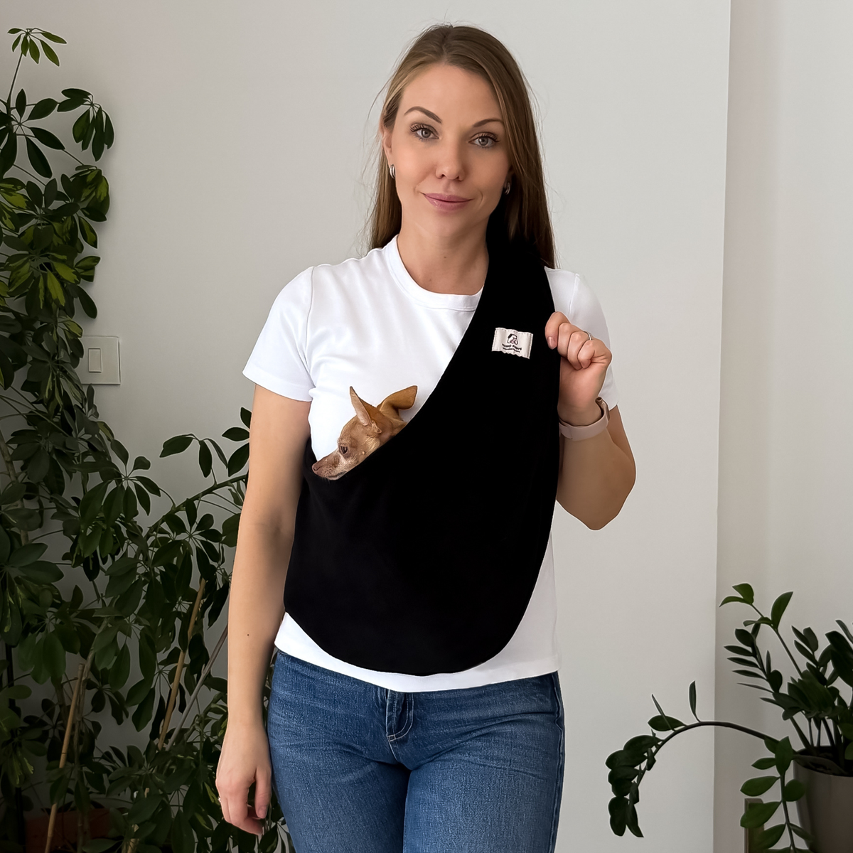 Fleece Pet Sling Carrier – Black – 2-15 lbs / 1-7 kg (Autumn/Winter)